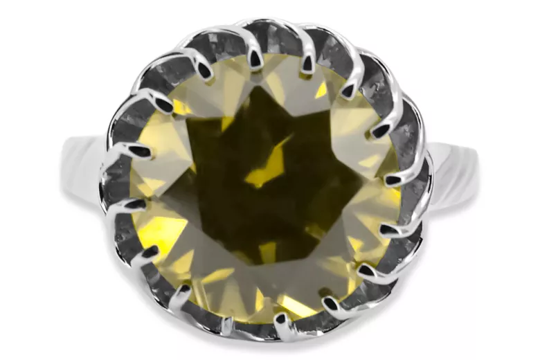 Žlutý Perydot Ring 925 Silver Vintage Unikátní VRC035S